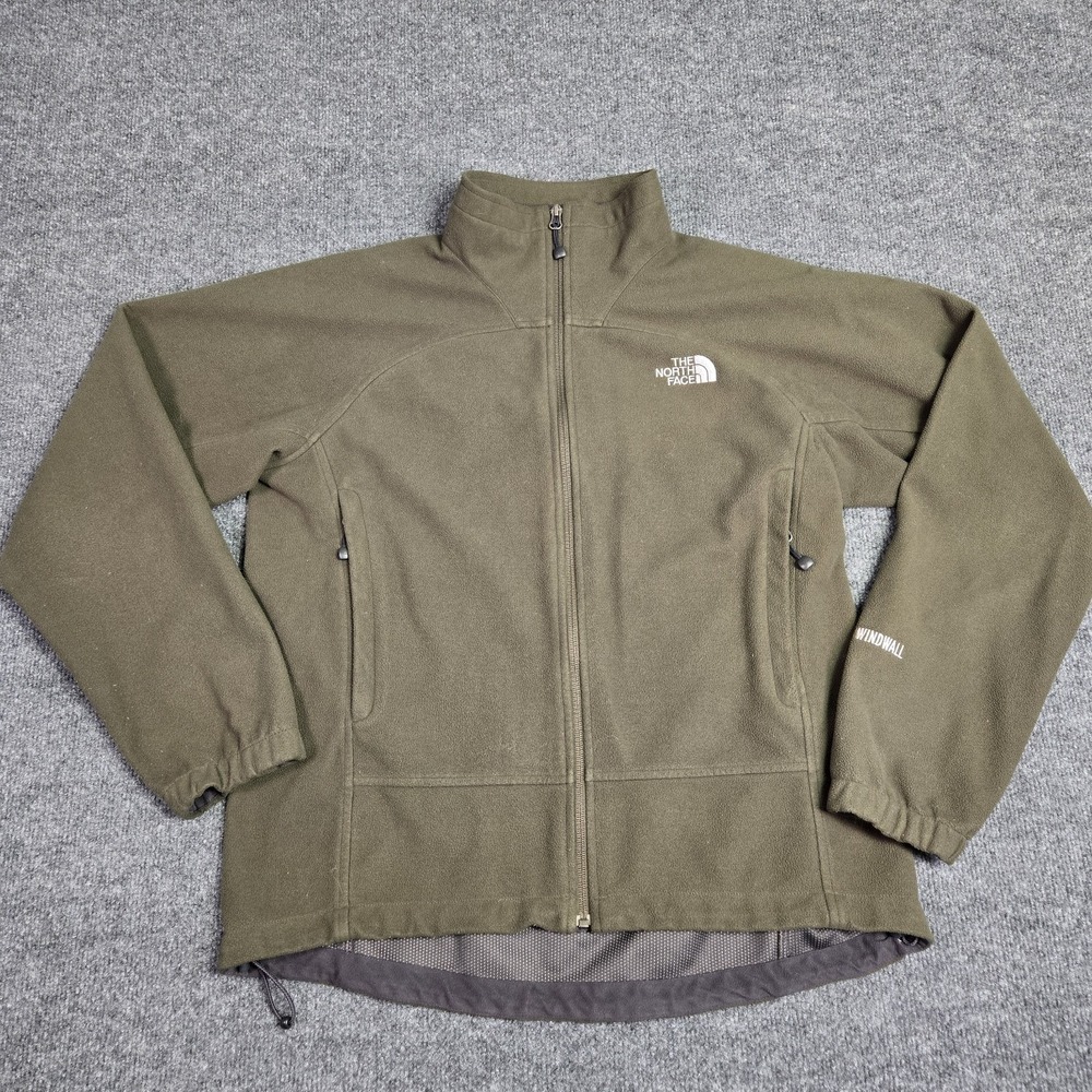 The North Face WindWall Fleece Jacket Mens M Olive Green Full Zip Outdoor Hiking